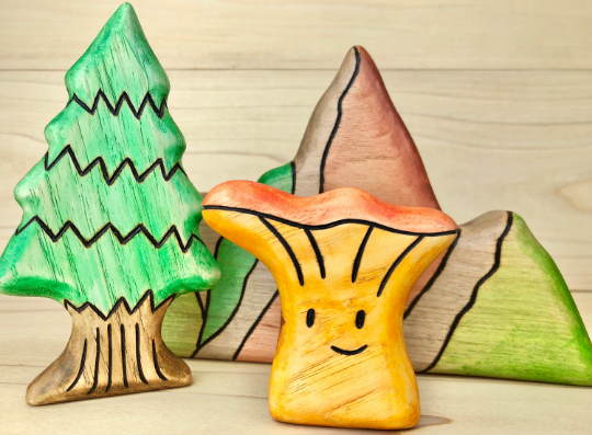 PREORDER - Wooden Chanterelle Mushroom Toy