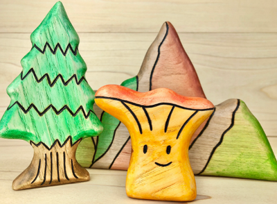 PREORDER - Wooden Chanterelle Mushroom Toy