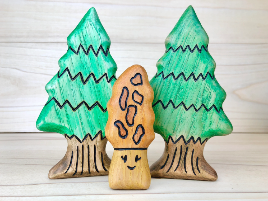 PREORDER - Wooden Morel Mushroom Toy