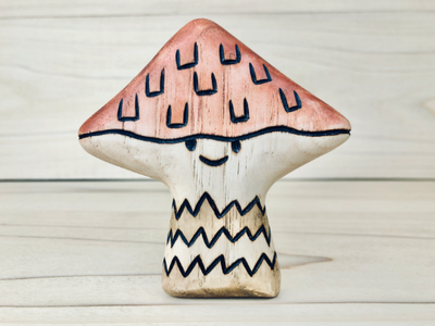 PREORDER - Wooden Shaggy Cap Mushroom Toy