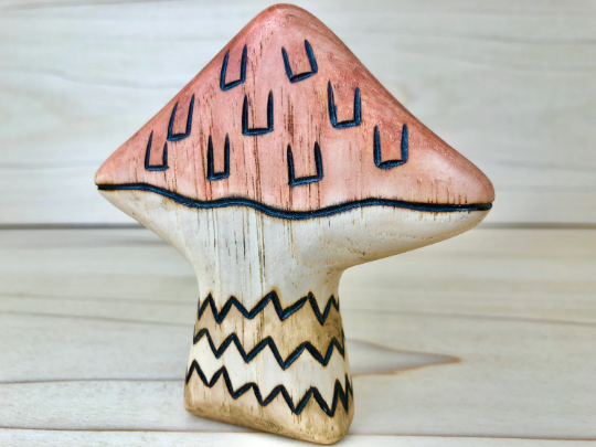 PREORDER - Wooden Shaggy Cap Mushroom Toy