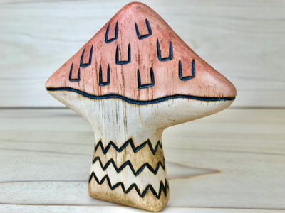 PREORDER - Wooden Shaggy Cap Mushroom Toy