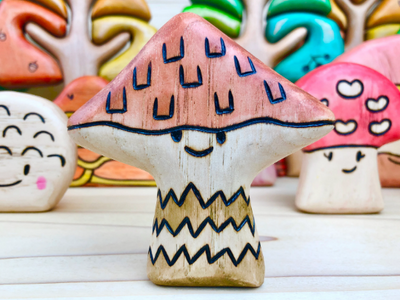 PREORDER - Wooden Shaggy Cap Mushroom Toy