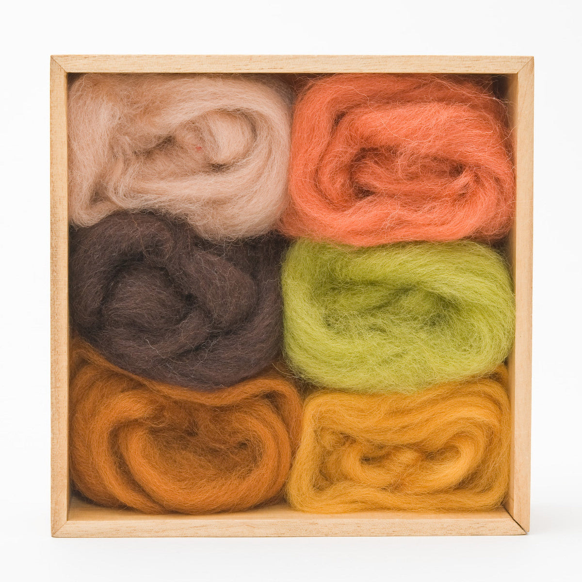 Earth wool roving palette, six colors