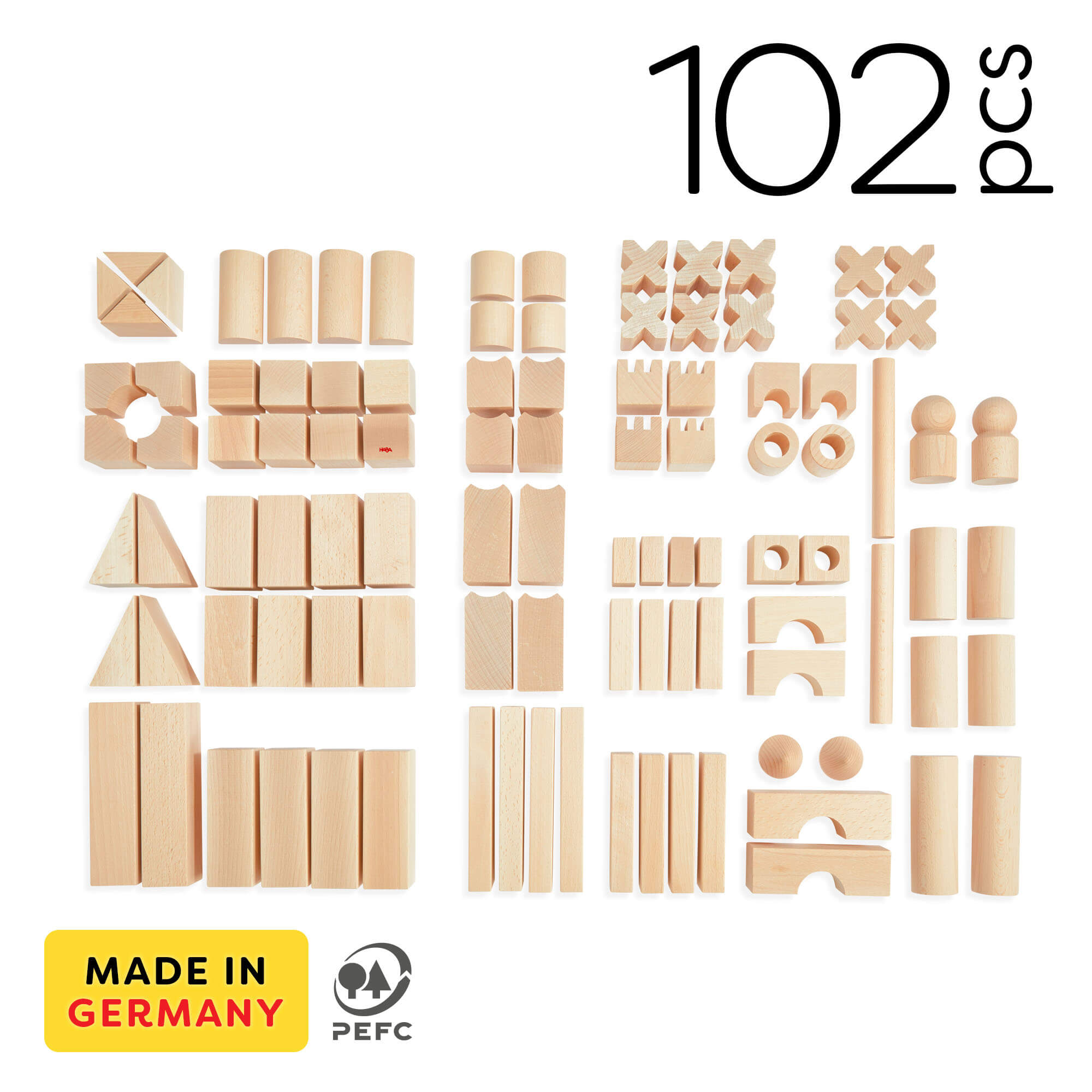 HABA Basic Building Blocks 102 Piece Extra Large Wooden Starter