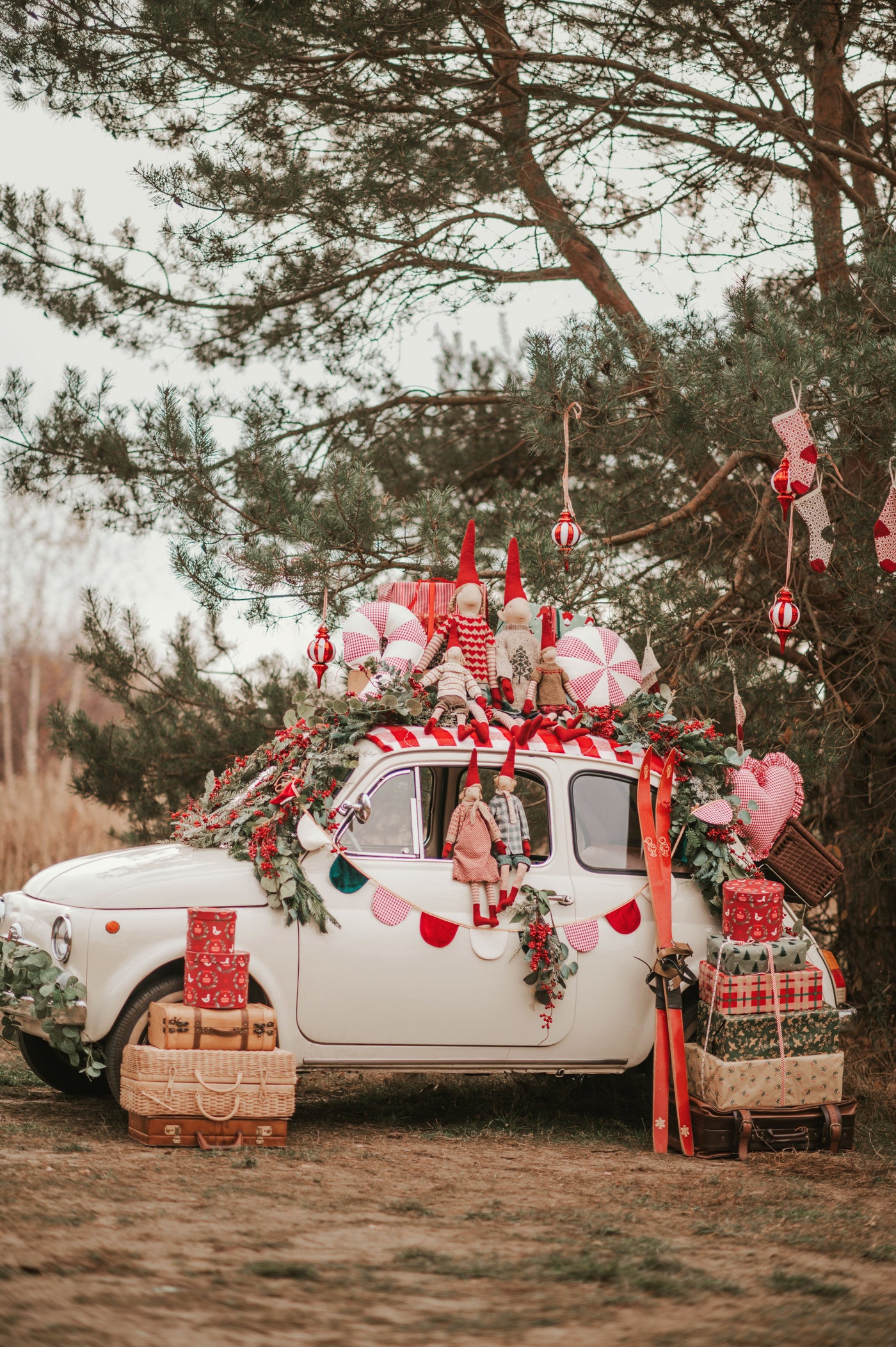 “Red Checkered” Round Patchwork Pillow