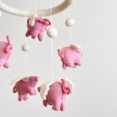 Felt Baby Mobile - Flying Pig