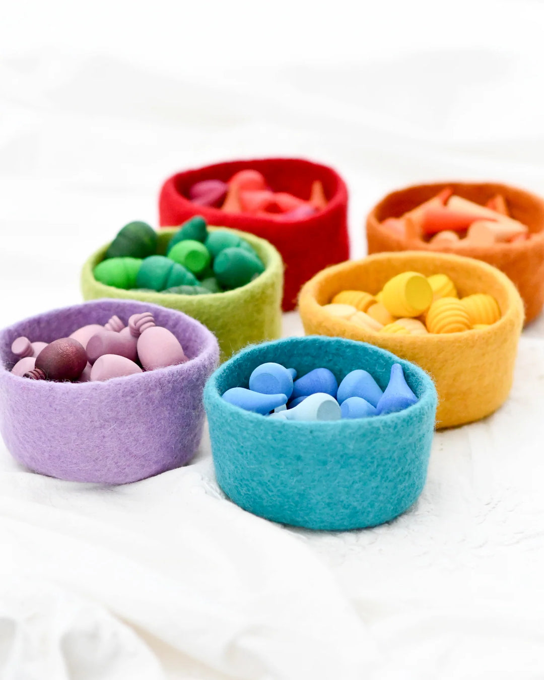 Felt Big Rainbow Colorful Bowls, Set of 6