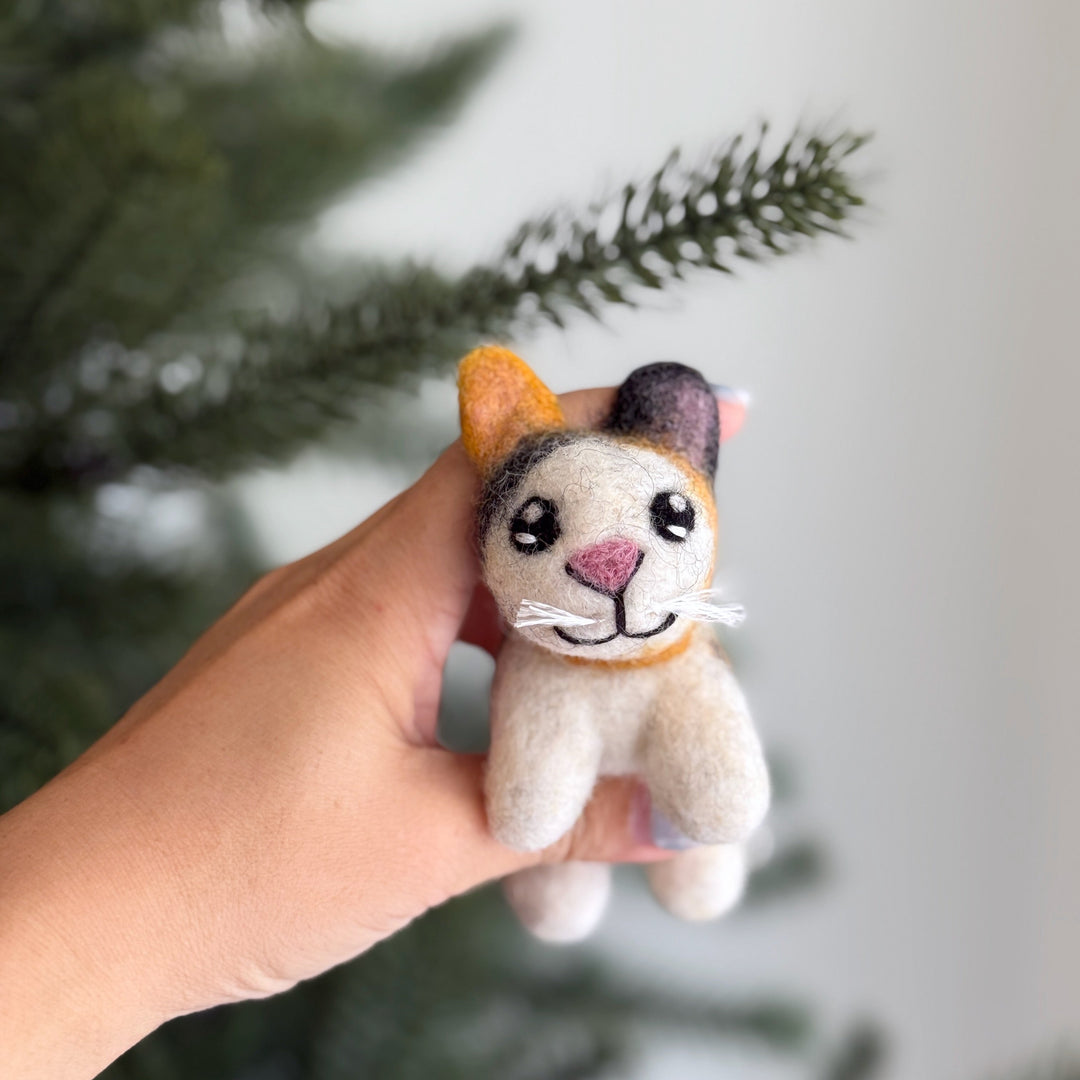 Felt Cat Ornament – Calico, Gray Tabby &amp; Tuxedo 😺✨