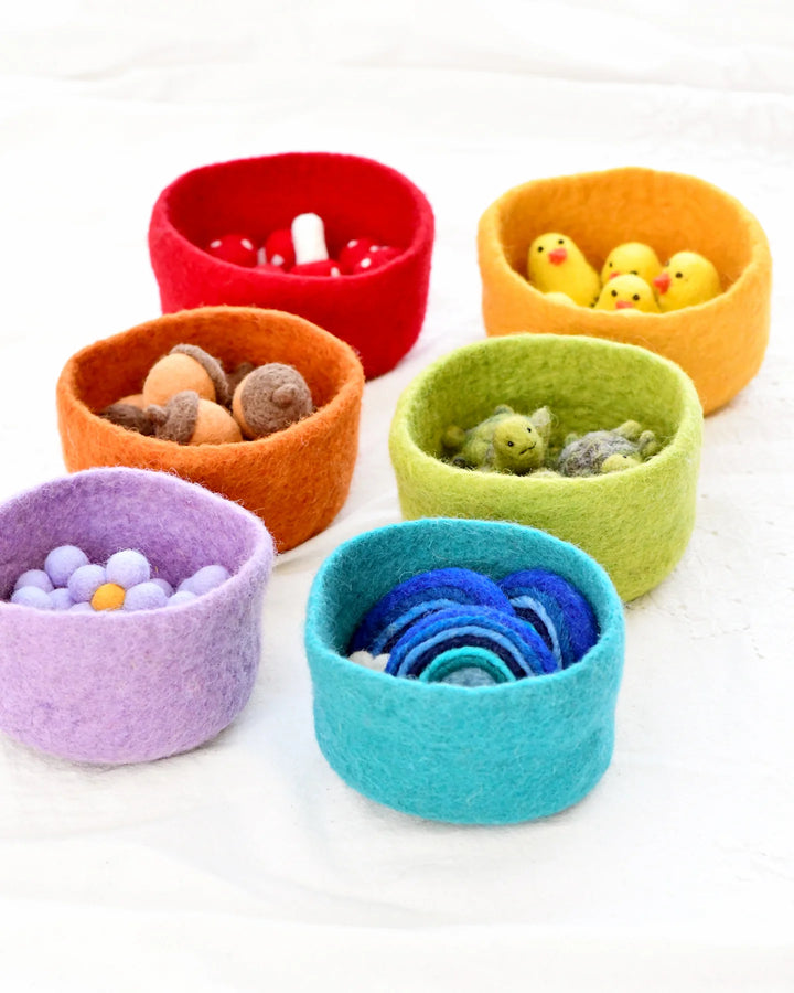 Felt Big Rainbow Colorful Bowls, Set of 6