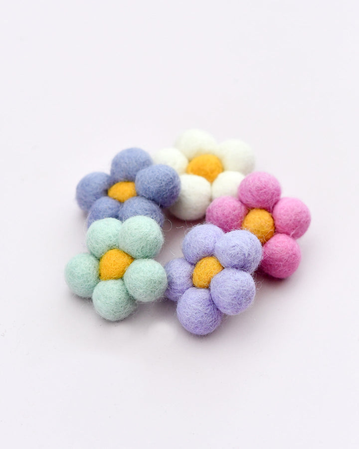 Felt Daisy Flowers (Pastels), Set of 5