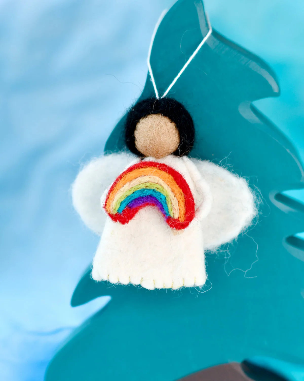 Pre-Order Felt Waldorf Diversity Angel with Rainbow, Black Hair (Ships in November)