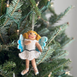 Felt Fairy Girl Ornament, a wool felt ornament by Ganapati Crafts Co., needle-felted and hand-stitched in Nepal · view 1
