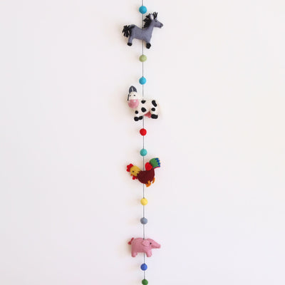 Felt Farm Animal Garland