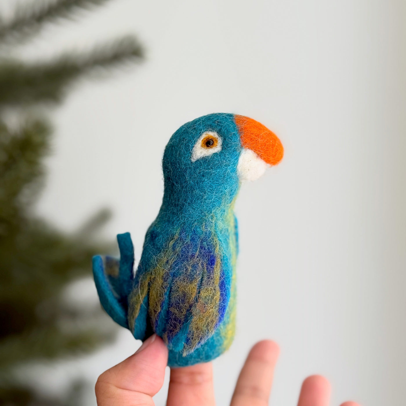 Felt Finger Puppet - Blue Parrot / Macaw