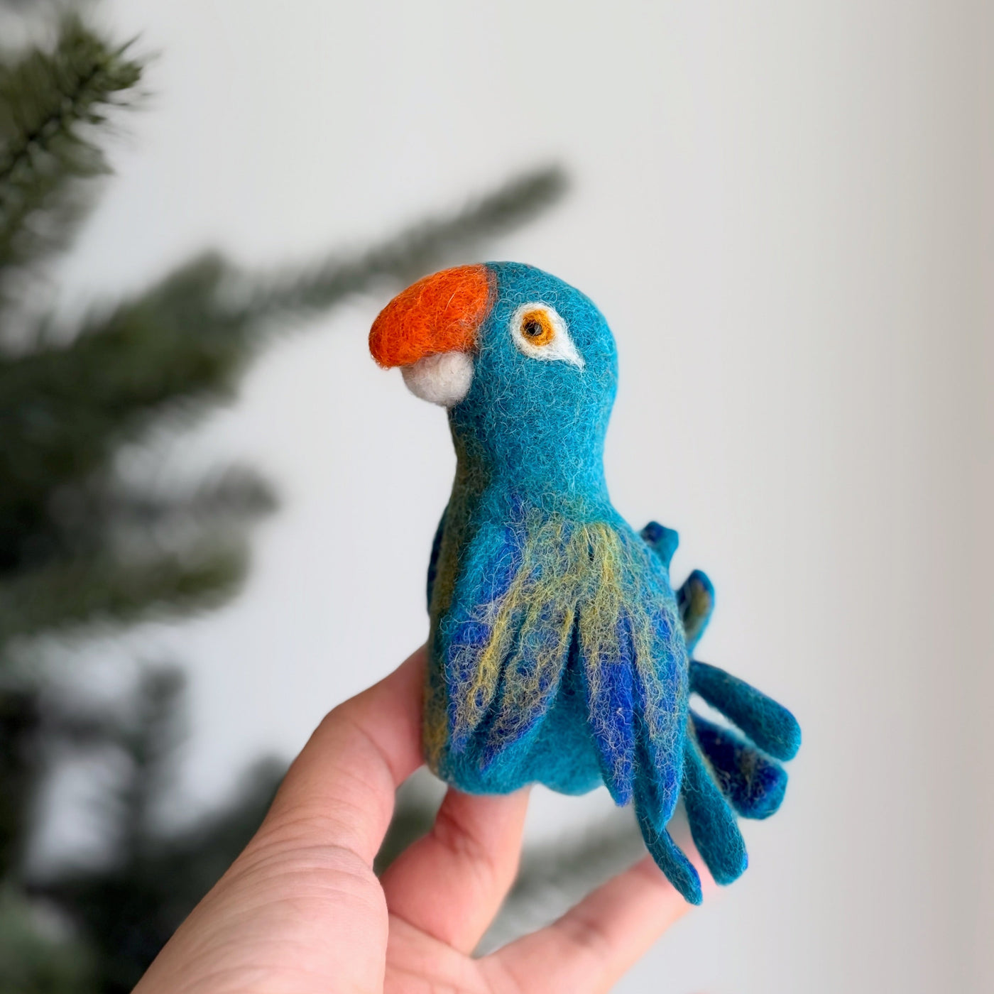 Felt Finger Puppet - Blue Parrot / Macaw