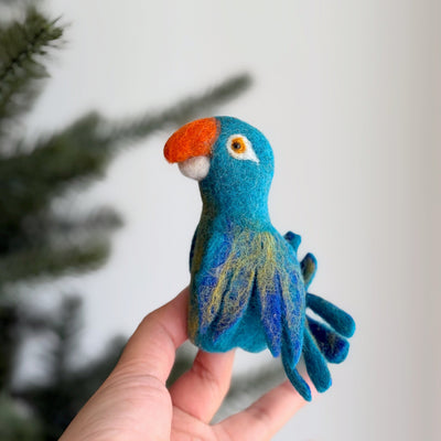 Felt Finger Puppet - Blue Parrot / Macaw