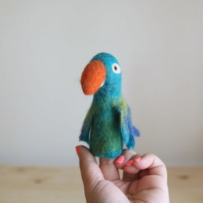 Felt Finger Puppet - Blue Parrot / Macaw