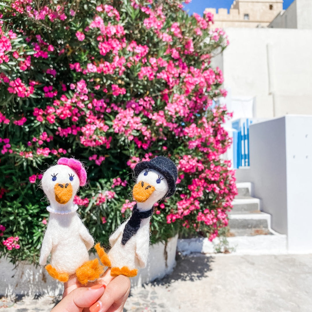 Felt Finger Puppets - Duck Couple on Honeymoon