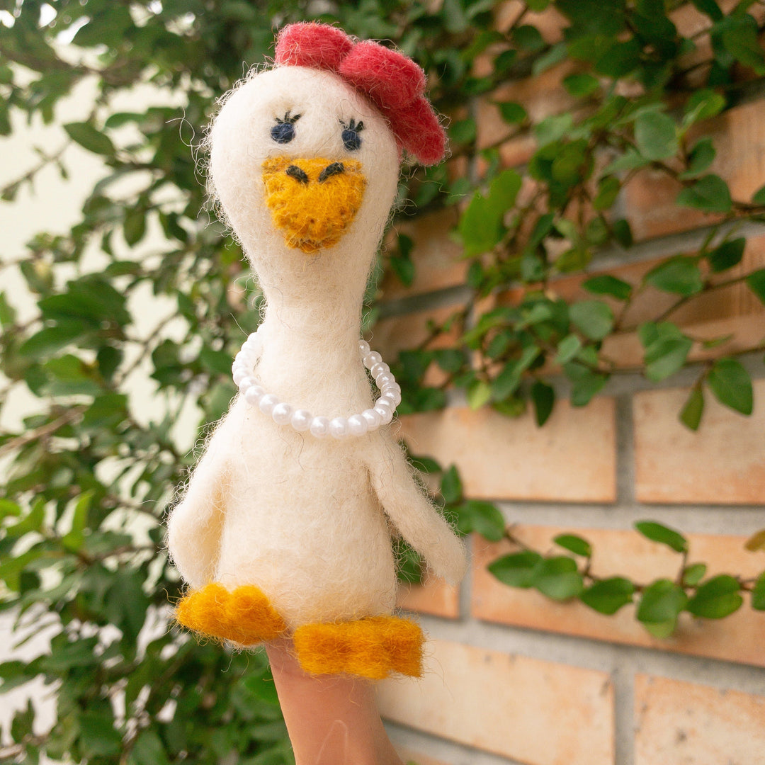 Felt Finger Puppets - Duck Couple on Honeymoon