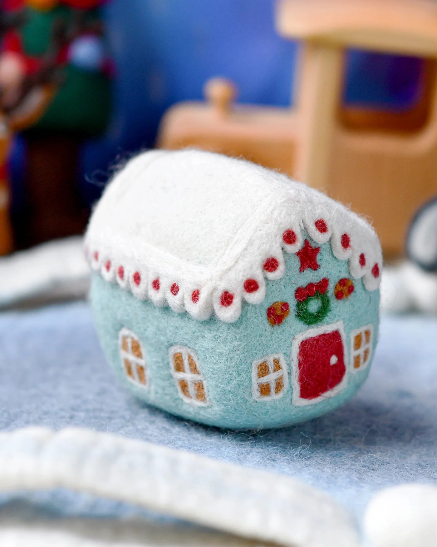 Pre-Order Felt Blue Gingerbread House (Ships in November)