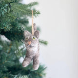 Felt Gray Cat Ornament - American Short Hair Cat, a wool felt ornament by Ganapati Crafts Co., needle-felted and hand-stitched in Nepal (view 2) · view 2