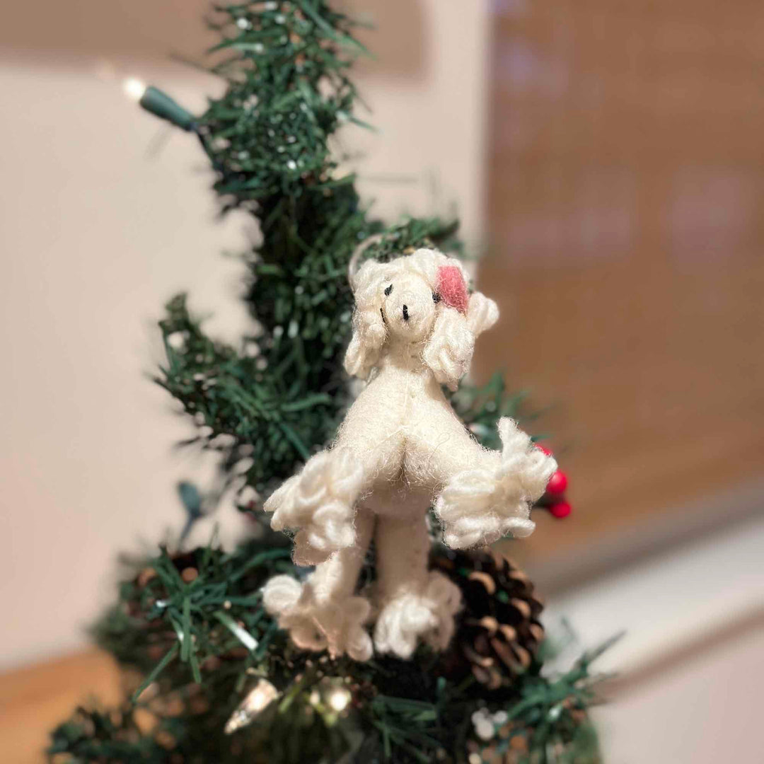 Felt Keychain - White Poodle