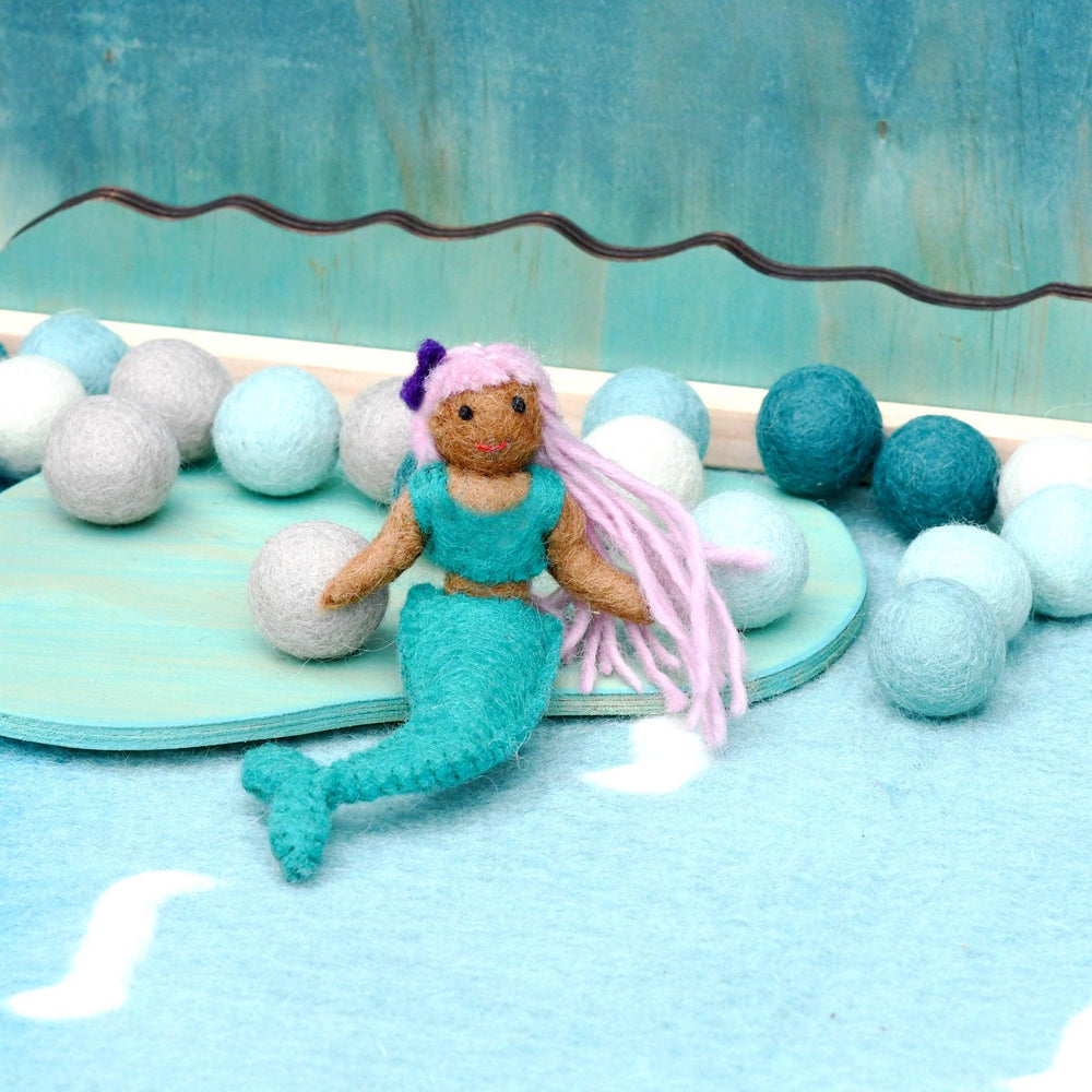Felt Waldorf Coral Mermaid, Turquoise Tail