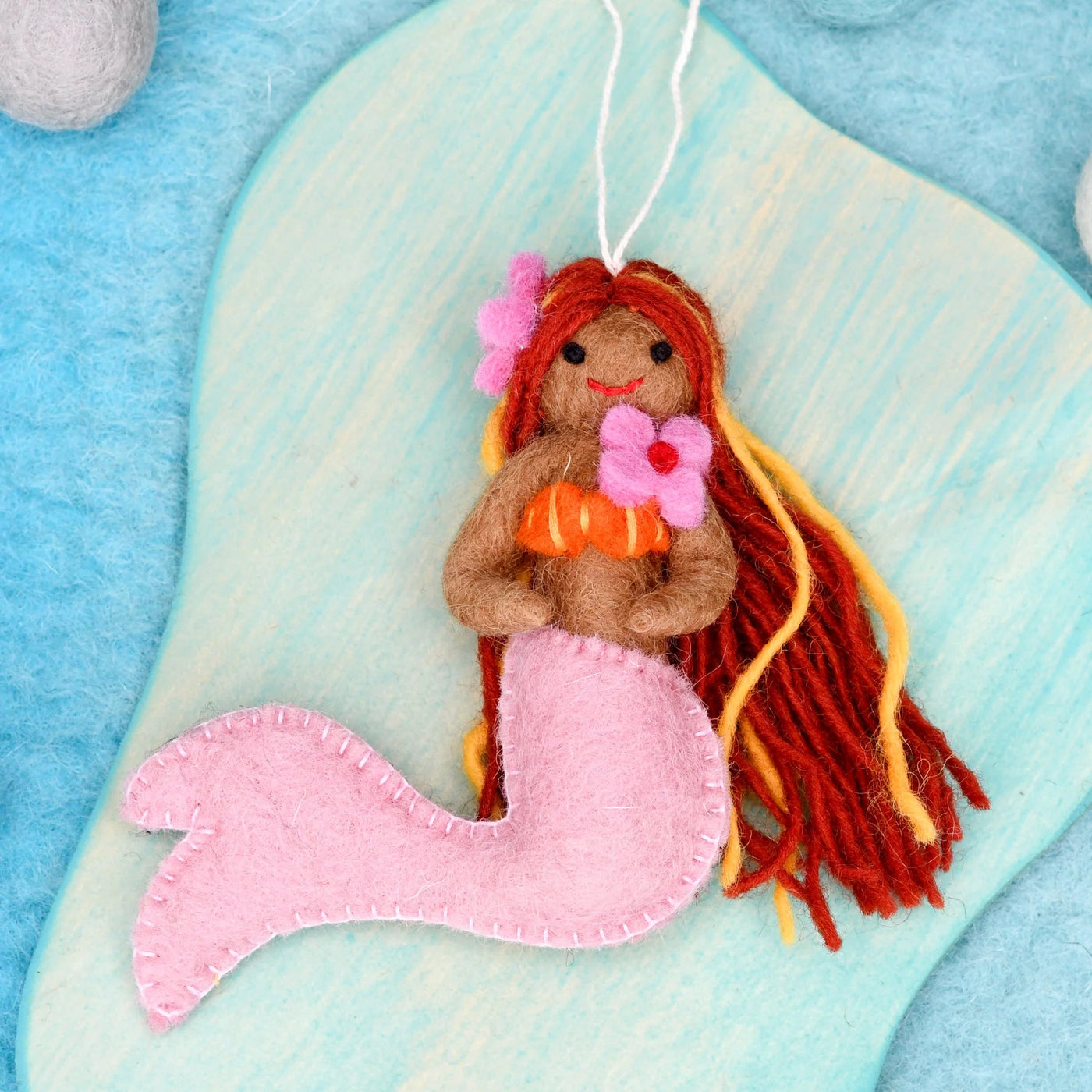 Pre-Order Felt Little Mermaid Hanging, Pink Tail (Ships in November)