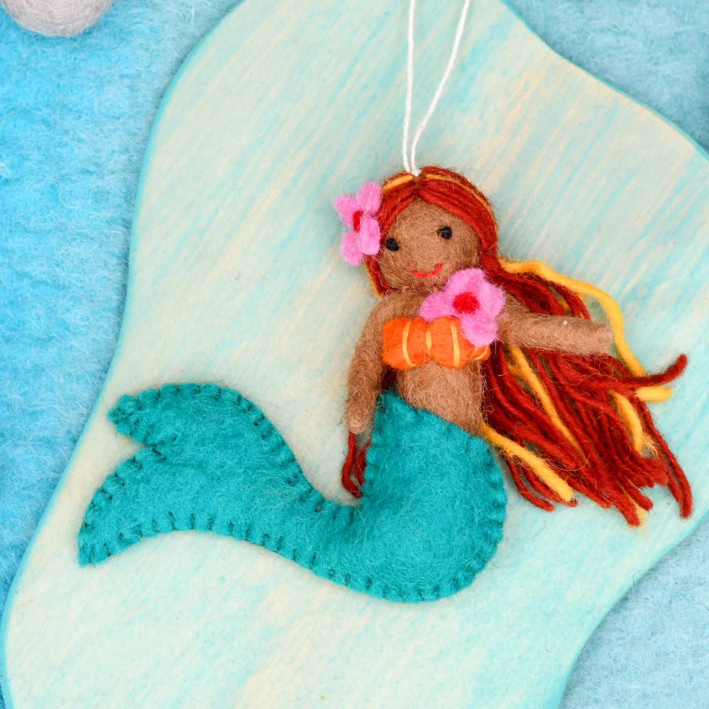 Pre-Order Felt Little Mermaid Hanging, Turqouise Tail (Ships in November)