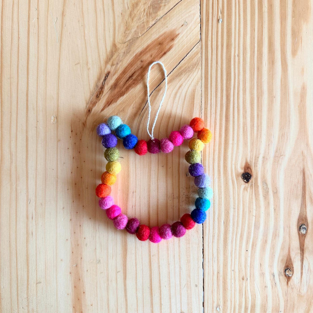 Felt Mini Pompom Love Wreath Ornament