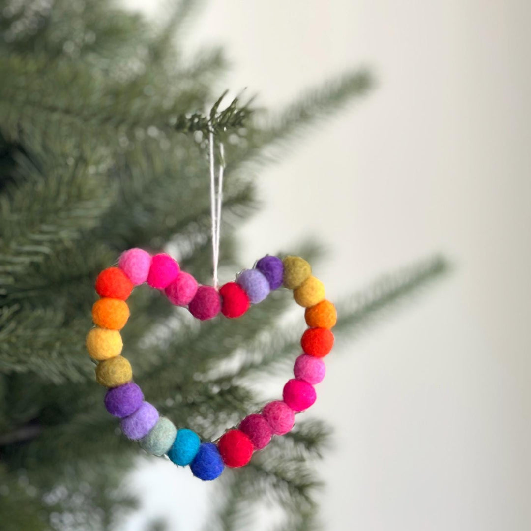 Felt Mini Pompom Love Wreath Ornament