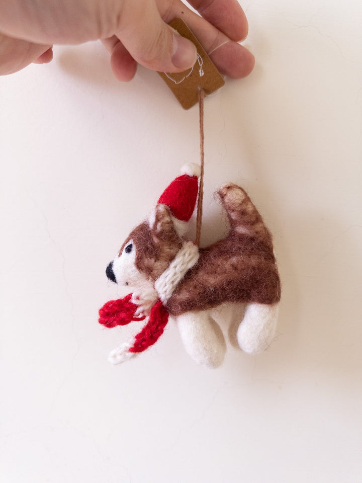 Felt Ornament - Christmas Husky with Red Scarf
