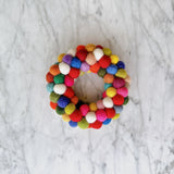 Felt Ornament - Mini Pompom Pompom Wreath, a wool felt ornament by Ganapati Crafts Co., needle-felted and hand-stitched in Nepal (view 6) · view 6