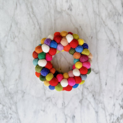 Felt Ornament - Mini Pompom Pompom Wreath