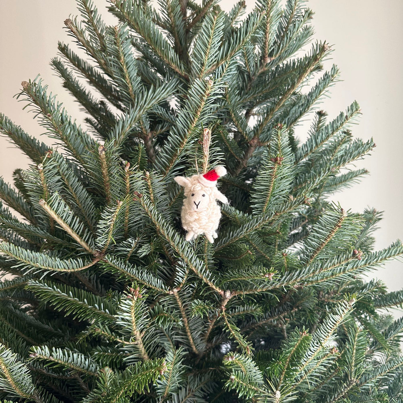 Felt Ornament - Mini Sheep with Christmas Hat