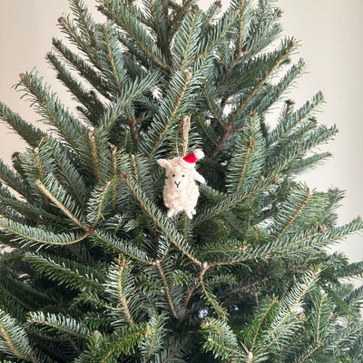 Felt Ornament - Mini Sheep with Christmas Hat