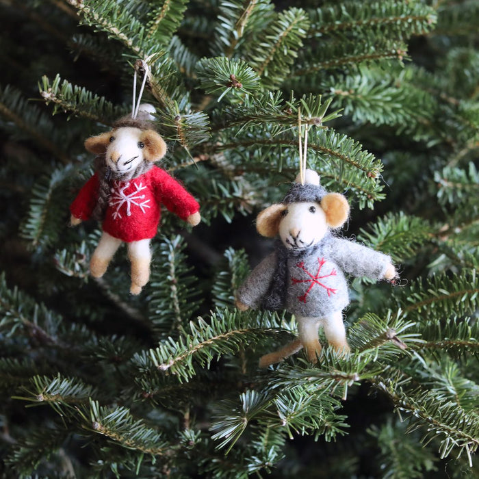 Felt Ornament - Mouse with Scarf