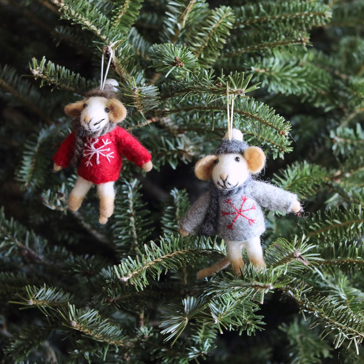 Felt Ornament - Mouse with Scarf