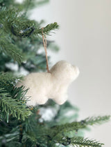 Felt Ornament - White Maltese Dog, a wool felt ornament by Ganapati Crafts Co., needle-felted and hand-stitched in Nepal (view 2) · view 2