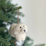 Felt Ornament - White Maltese Dog, a wool felt ornament by Ganapati Crafts Co., needle-felted and hand-stitched in Nepal (view 4) · view 4