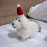 Felt Ornament - White Maltese Dog, a wool felt ornament by Ganapati Crafts Co., needle-felted and hand-stitched in Nepal (view 6) · view 6