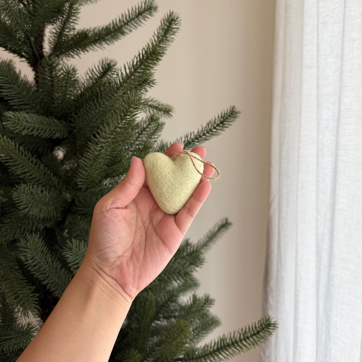Felt Pastel Heart Ornaments – Set of 7 Wool Decorations