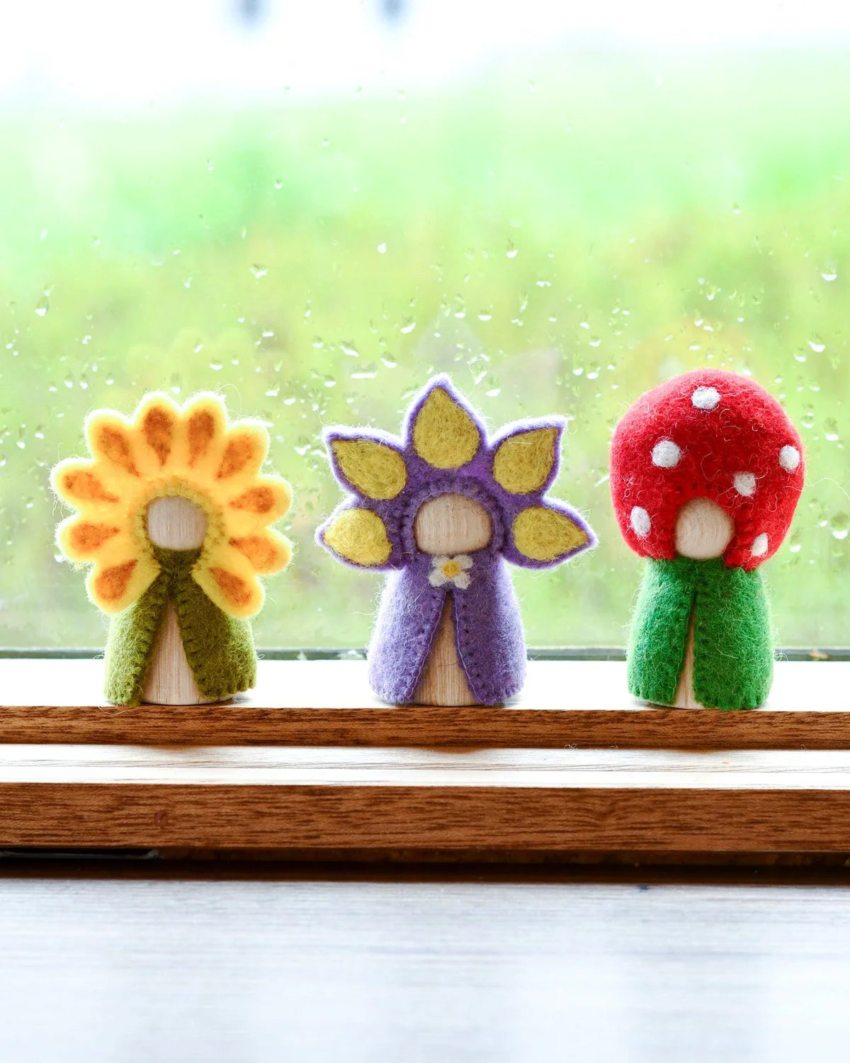 Pre-Order Floral Peg Dolls Set, Sunflower, Iris and Toadstool (Ships in November)