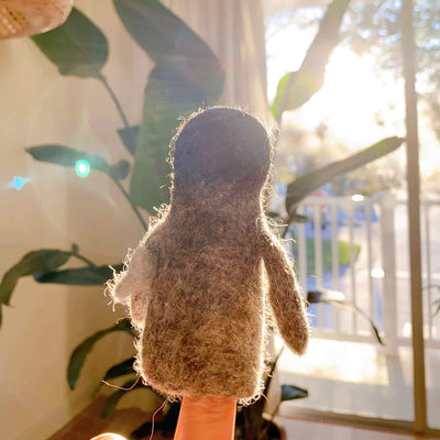 Felt Penguin Carrying A Fish Finger Puppet