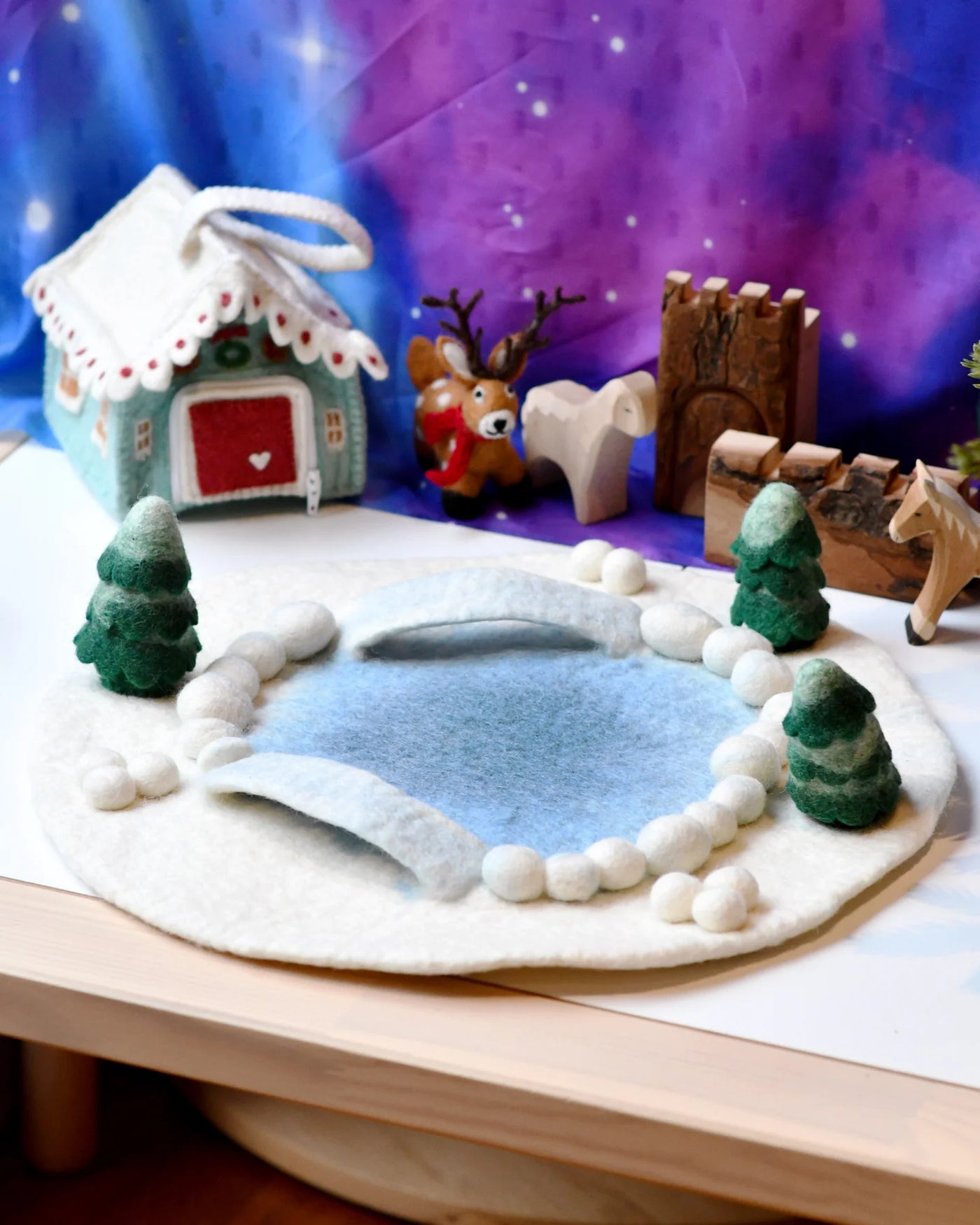 Felt Snow Ice Rink Round Play Mat Playscape