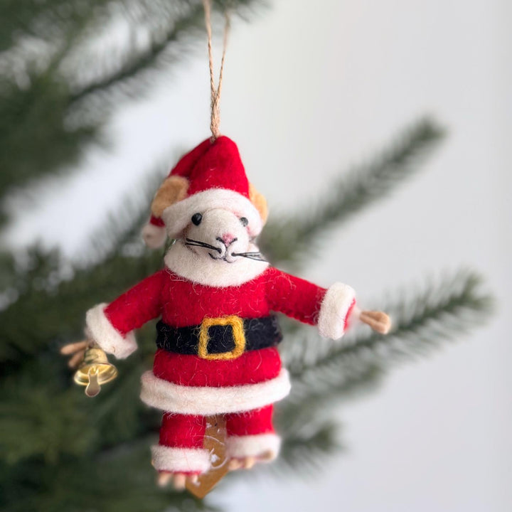Felt Santa Mouse Ornament