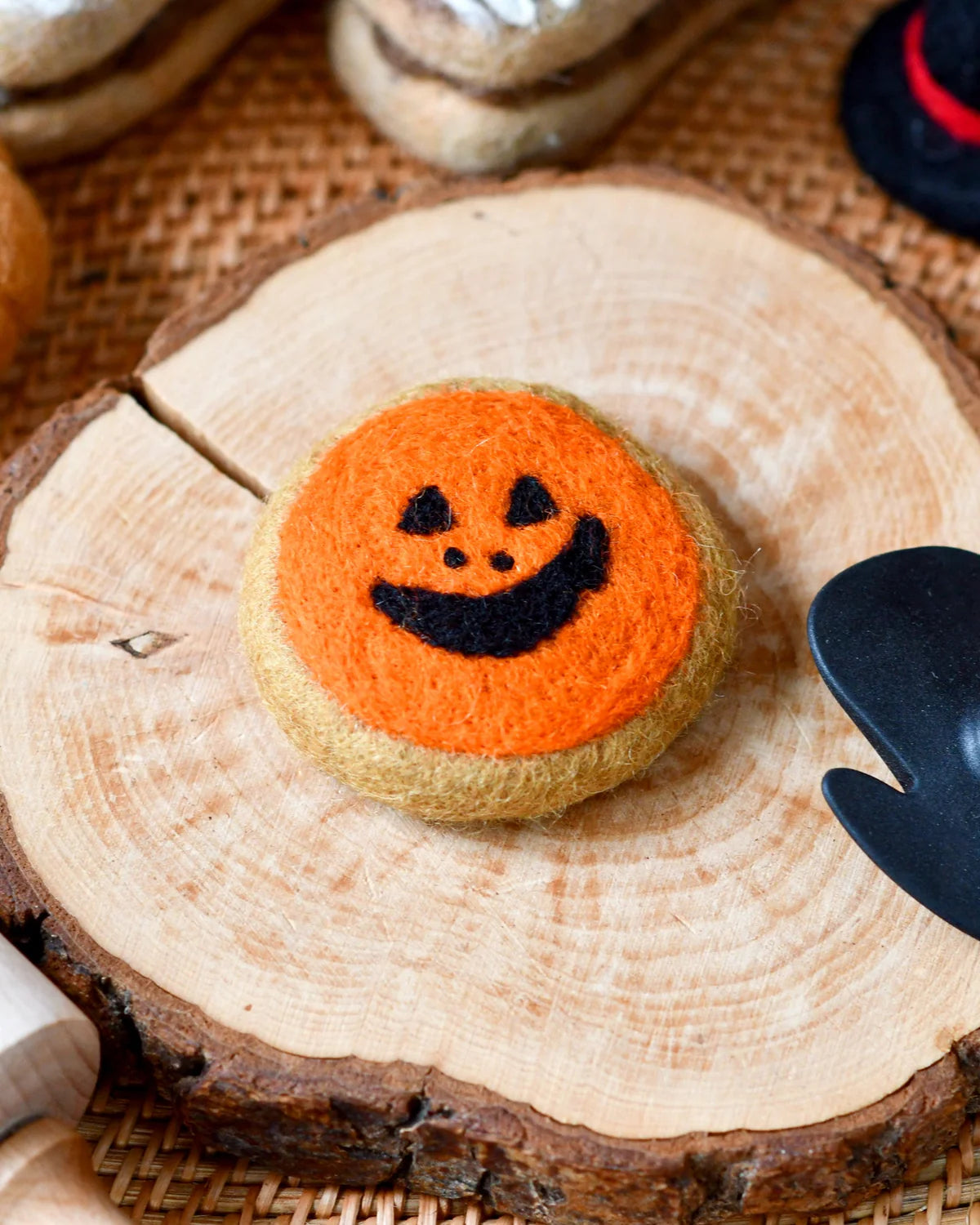 Felt Orange Jack 'O Lantern Cookie