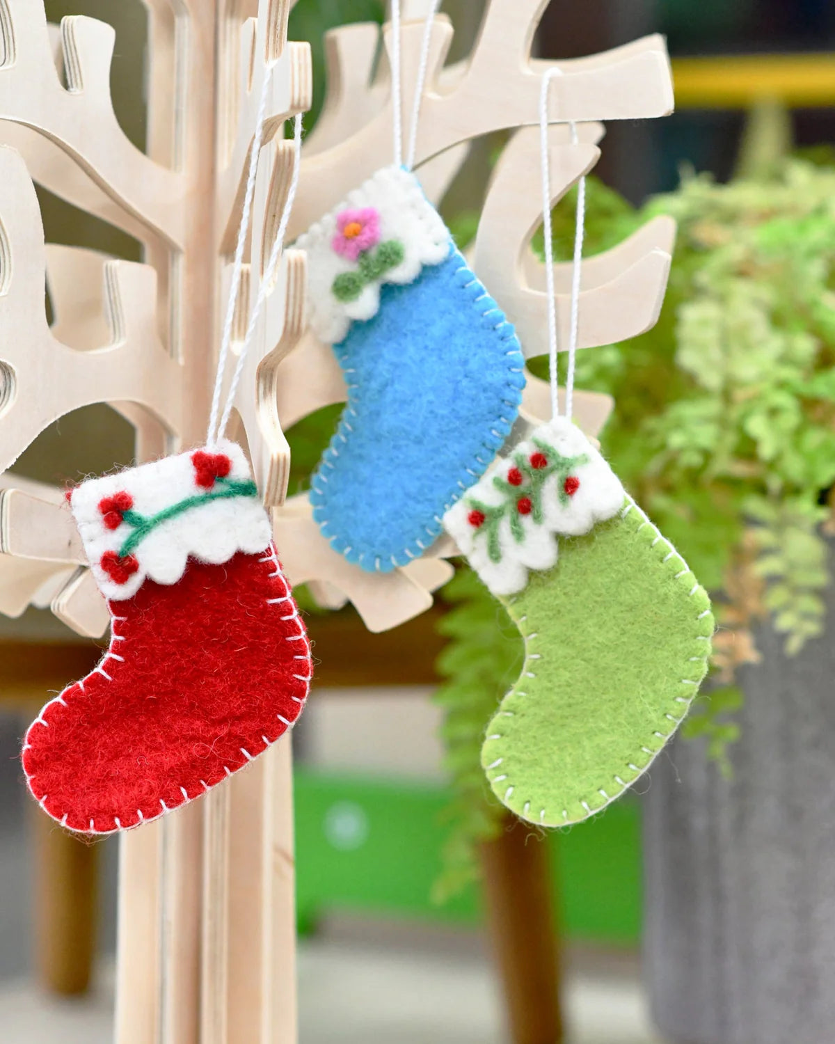 Pre-Order Felt Christmas Stocking Ornaments B (Set of 3) (Ships in November)