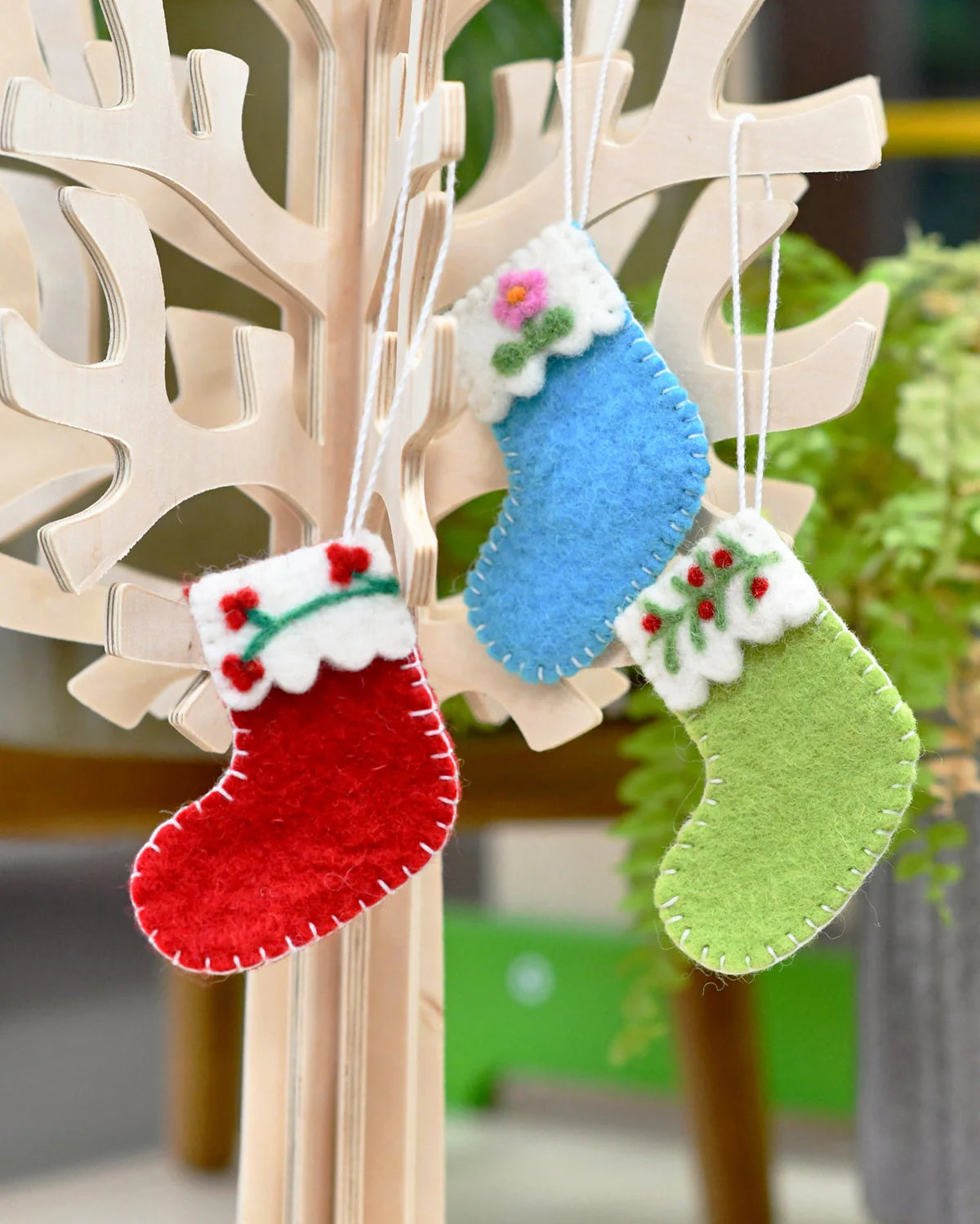 Pre-Order Felt Christmas Stocking Ornaments B (Set of 3) (Ships in November)